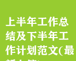 上半年工作總結(jié)及下半年工作計(jì)劃范文(最新七篇)