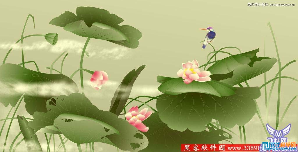 用CorelDrawX6設(shè)計(jì)清新荷花圖教程_軟件自學(xué)網(wǎng)